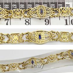 Signed Gariod Gautrait Antique Bracelet 18k Gold Sapphire Diamond Enamel (6132)