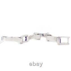 Signed Gucci Retro Sterling Silver & Blue Enamel Buckle Bracelet