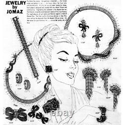 Signed Jomaz Empress Blue Enamel Rhinestone Drum Link Bracelet Earrings Set