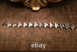 Signed Volmer BAHNER DENMARK sterling Indigo Blue Whail Tail Enamel Bracelet