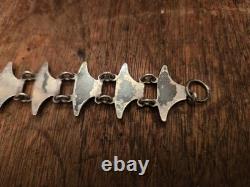 Signed Volmer BAHNER DENMARK sterling Indigo Blue Whail Tail Enamel Bracelet