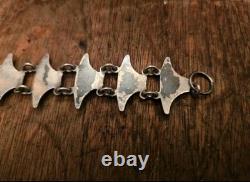 Signed Volmer BAHNER DENMARK sterling Indigo Blue Whail Tail Enamel Bracelet