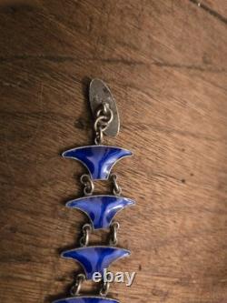 Signed Volmer BAHNER DENMARK sterling Indigo Blue Whail Tail Enamel Bracelet