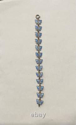 Signed Vtg Volmer Bahner Sterling Denmark 6 Blue Enamel Butterfly Bracelet 9.6g