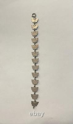 Signed Vtg Volmer Bahner Sterling Denmark 6 Blue Enamel Butterfly Bracelet 9.6g