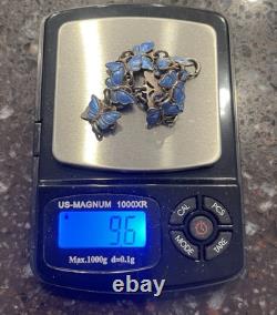 Signed Vtg Volmer Bahner Sterling Denmark 6 Blue Enamel Butterfly Bracelet 9.6g