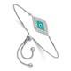 Silver Cz Blue Enamel Eye Adjustable Bracelet Qg4621