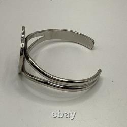 Silver & Turquoise Black Enamel Cuff