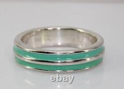 Simon Sebbag Sterling Silver 925 Aqua Blue Green Enamel Bangle Bracelet 7.5