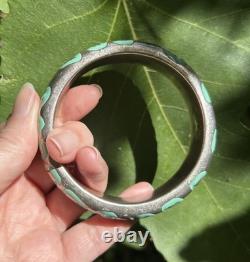 Simon Sebbag Sterling Silver Blue Enamel Animal Print Bangle Bracelet