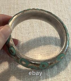 Simon Sebbag Sterling Silver Blue Enamel Animal Print Bangle Bracelet