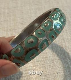 Simon Sebbag Sterling Silver Blue Enamel Animal Print Bangle Bracelet