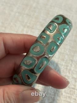 Simon Sebbag Sterling Silver Blue Enamel Animal Print Bangle Bracelet