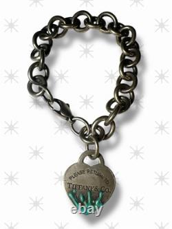 Small 6.5 Return to Tiffany Blue Enamel Color Splash Heart Tag Charm Bracelet
