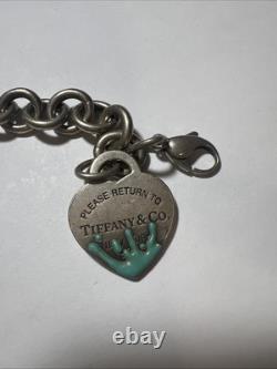 Small 6.5 Return to Tiffany Blue Enamel Color Splash Heart Tag Charm Bracelet