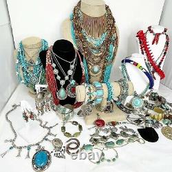 Southwest JEWELRY LOT of 62 Turquoise Costume Fashion Jewelry Gemstones 925 5#8