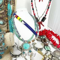 Southwest JEWELRY LOT of 62 Turquoise Costume Fashion Jewelry Gemstones 925 5#8