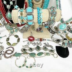 Southwest JEWELRY LOT of 62 Turquoise Costume Fashion Jewelry Gemstones 925 5#8