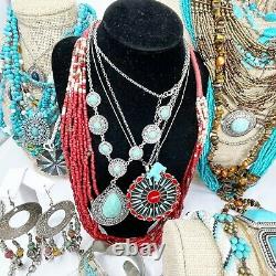 Southwest JEWELRY LOT of 62 Turquoise Costume Fashion Jewelry Gemstones 925 5#8