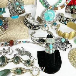 Southwest JEWELRY LOT of 62 Turquoise Costume Fashion Jewelry Gemstones 925 5#8