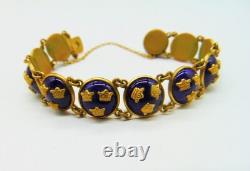 Sporrong Swedish Heritage Crown Blue Enamel Vintage Tre Kronor Bracelet