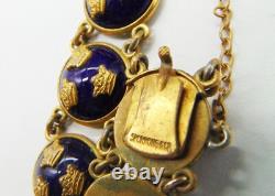 Sporrong Swedish Heritage Crown Blue Enamel Vintage Tre Kronor Bracelet