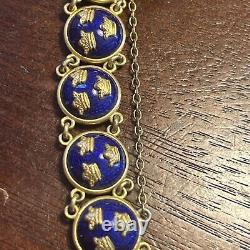 Sporrong Swedish Heritage Crown Blue Enamel Vintage Tre Kronor Bracelet