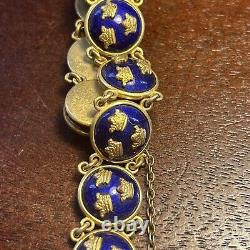 Sporrong Swedish Heritage Crown Blue Enamel Vintage Tre Kronor Bracelet