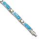 Stainless Steel Polished With Blue Swirl Enamel Link Bracelet 7.25 For Women