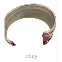 Sterling Blue Enamel Modernist Cuff Bracelet, Signed M718