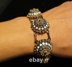 Sterling Chinese Export Gold Gilt Blue Enamel Bracelet