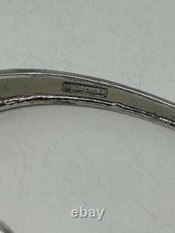 Sterling Silver 925 Blue Enamel Water Wave Design Cuff Bracelet 6.5