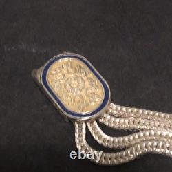 Sterling Silver 925 Lot Bracelet J47 Vintage Turkish Blue Enamel Multi Strand