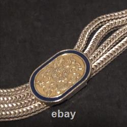 Sterling Silver 925 Lot Bracelet J47 Vintage Turkish Blue Enamel Multi Strand