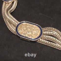 Sterling Silver 925 Lot Bracelet J47 Vintage Turkish Blue Enamel Multi Strand