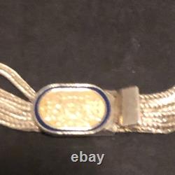 Sterling Silver 925 Lot Bracelet J47 Vintage Turkish Blue Enamel Multi Strand