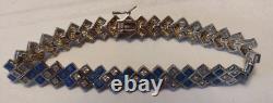 Sterling Silver Blue Enamel & Clear Gems Bracelet