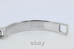 Sterling Silver Blue Enamel Cuban Chain & Cuff Bracelet, 7.5 inches 36.0g