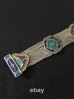 Sterling Silver & Blue Enamel Turkish Bracelet