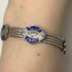Sterling Silver & Blue Enamel Turkish Bracelet 6.5 Foxtail Multi Strand Panel