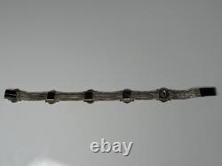 Sterling Silver & Blue Enamel Turkish Bracelet 6.5 Foxtail Multi Strand Panel