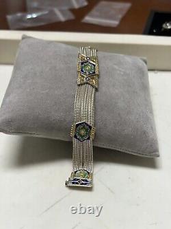 Sterling Silver & Blue Enamel Turkish Bracelet 6.8 33G Estate European India