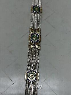 Sterling Silver & Blue Enamel Turkish Bracelet 6.8 33G Estate European India