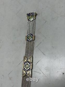 Sterling Silver & Blue Enamel Turkish Bracelet 6.8 33G Estate European India