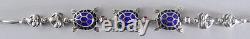 Sterling Silver Blue Enamel Turtle Bracelet. 10.0 Gr