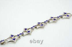 Sterling Silver Cobalt Blue Enamel Link Bracelet