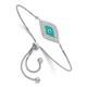 Sterling Silver Cubic Zirconia Blue Enamel Eye Adjustable Bracelet 7.5 2.7gm
