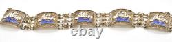 Sterling Silver Enameled Blue And White Filigree Sea Sailboat Bracelet Estate