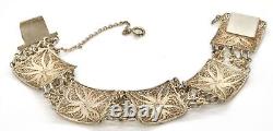 Sterling Silver Enameled Blue And White Filigree Sea Sailboat Bracelet Estate