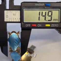 Sterling Silver Floral Panel Bracelet 18.71g Fine Jewelry 7 Blue Enamel Leaves